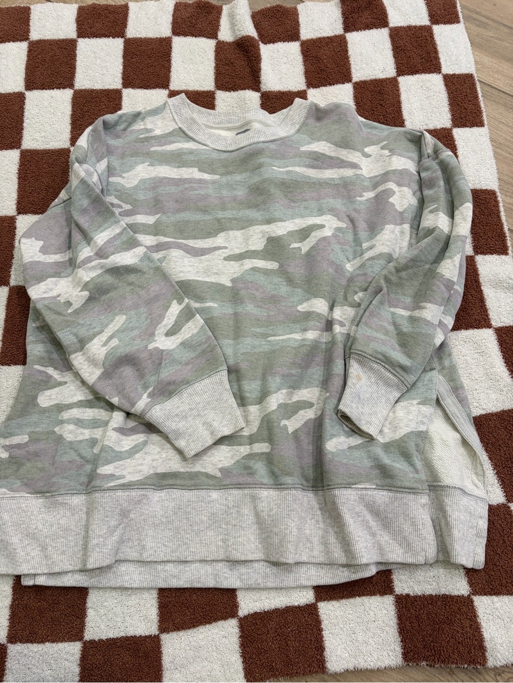 aerie Women's Camo Crewneck Sweatshirt - Sage Gray